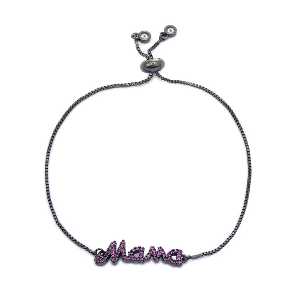 Mom To Be Girl Mama Pink Letters Black Bracelet